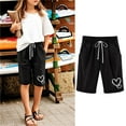 thumbnail image 1 of Cowsor Girl's Knee-Length Bermuda Casual Shorts with Elastic Waist Drawstring, 1 of 5