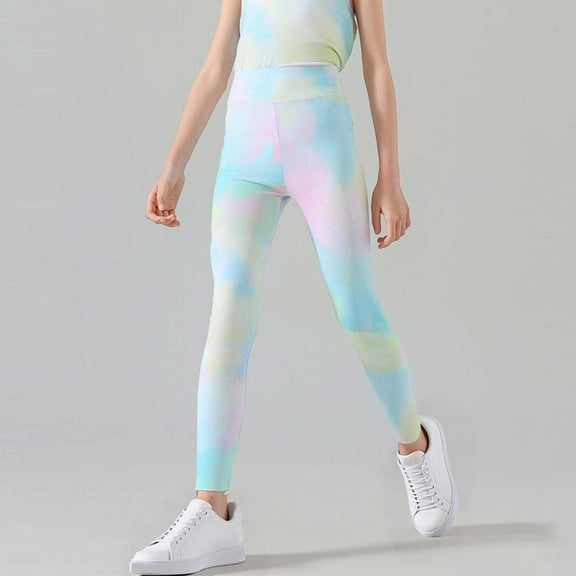 Cowsor Girls' Athletic Leggings Kids Dance Running Yoga Pants Workout Active Dance Tights with Pockets