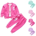thumbnail image 1 of Cowsor Girls Boys 3 Piece Tracksuit Sets Cute Bunny Print Long Sleeve Jacket + Long Sleeve Bottoming Shirt + Joggers Sweatpants Fall, 1 of 3