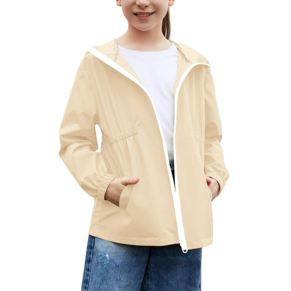 Cowsor Girls Boys Rain Jacket Lightweight Waterproof Hooded RainCoats Windbreaker for Outdoor