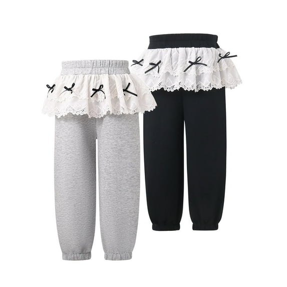 Cowsor Girls Butterfly Knot Fart Curtain Pants Cotton Sweatpants Holiday Birthdays Party Outwear