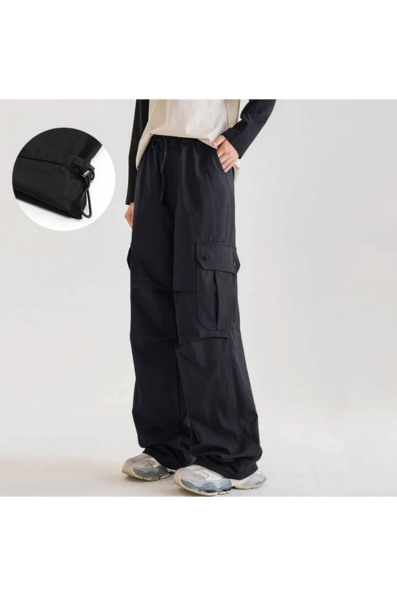 Girls Cargo Pants Baggy Y2K Clothing Multi Pockets High Waist Loose Straight Leg Pants Vintage Grunge Aesthetic Clothes