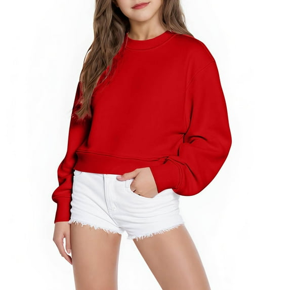 Cowsor Girls Casual Long Sleeve Hoodies Cute Oversized Fleece Pocket Sweatshirt Tops