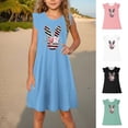 thumbnail image 1 of Cowsor Girls Easter Printed Flutter Sleeve Summer Dress Sleeveless Crew Neck Casual Lightweight Floral Easter Party Dress for Kids, 1 of 7