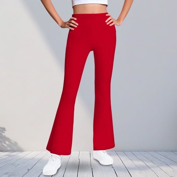 Cowsor Girls Flared Dress Pants – Soft Bell Bottom Uniform Pants for School or Daily Wear