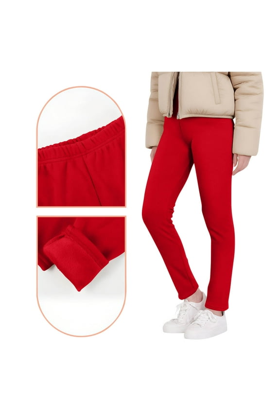 Girls Fleece Lined Leggings Thick Winter Warm Pants for Kids Teen Girl Thermal Tights Preppy Clothes
