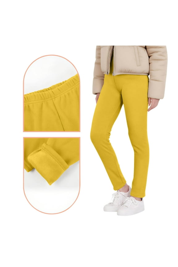 Girls Fleece Lined Leggings Thick Winter Warm Pants for Kids Teen Girl Thermal Tights Preppy Clothes
