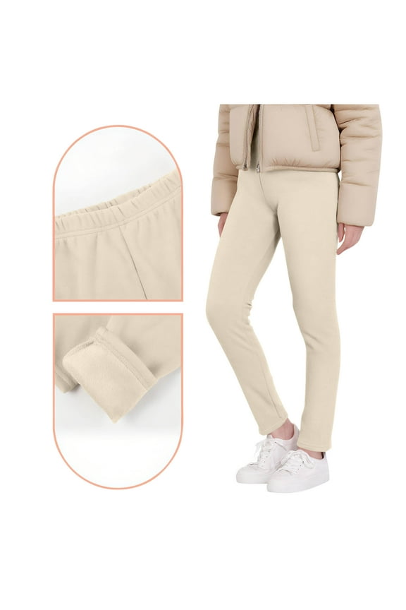 Girls Fleece Lined Leggings Thick Winter Warm Pants for Kids Teen Girl Thermal Tights Preppy Clothes
