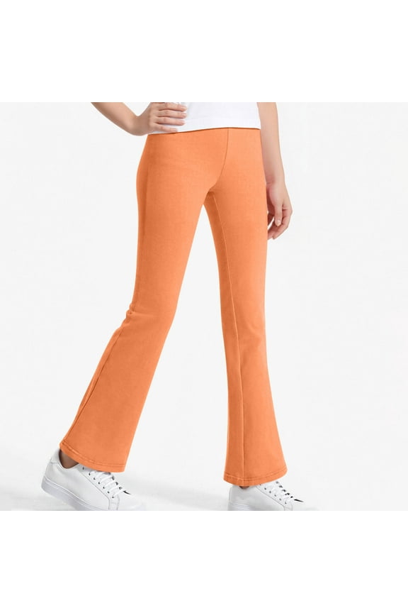 Girls Fleece Lined Leggings Winter Flare Leggings Casual Warm Bell Bottom Pants for Teen Girls