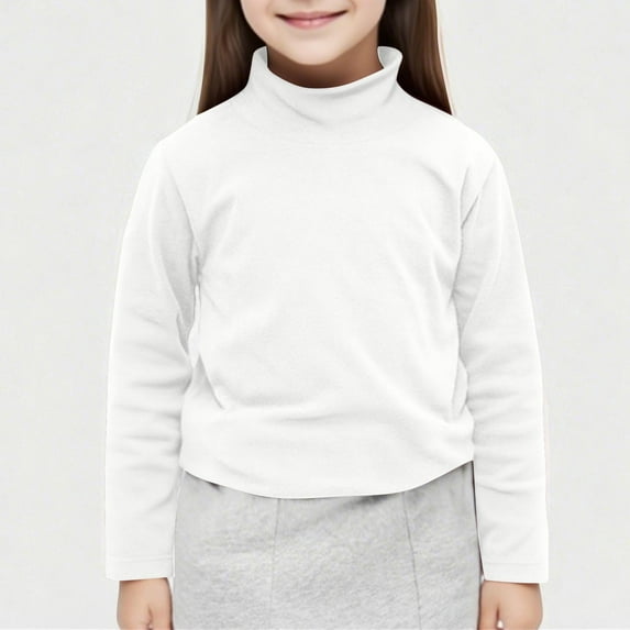 Cowsor Girls Fleece Shirts Long Sleeve Mock Neck Pullover Sweater Thermal Warm T-Shirts Fall Basic Tees Tops