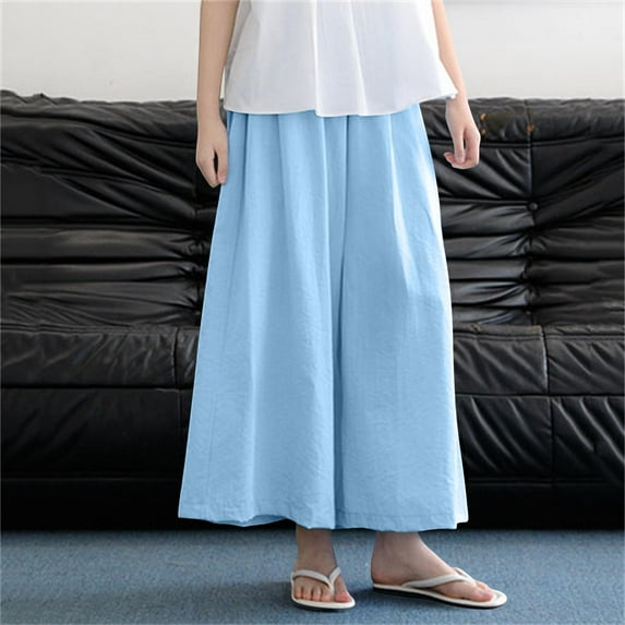 Cowsor Girls High Waisted Pants Stretchy Palazzo Wide Leg Pants with Pockets, Soft Comfy Lounge Fall Outfit
