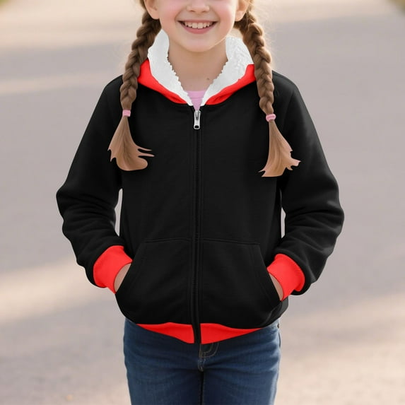 Cowsor Girls Hoodie - Cozy Soft Fleece Sherpa Lined Zip Up Hoodie Sweatshirt for Girls
