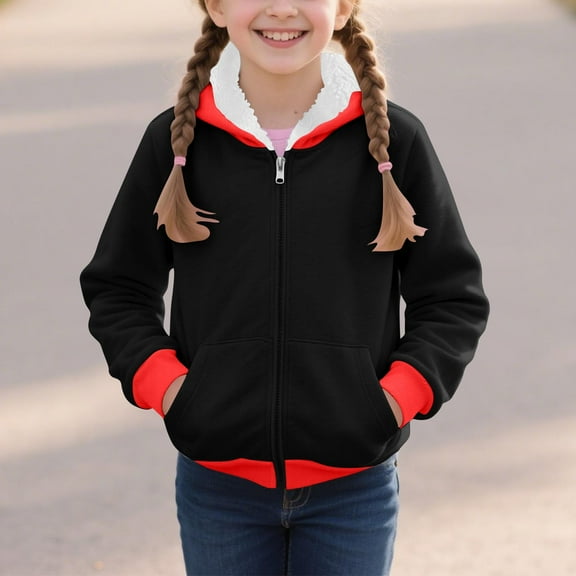Cowsor Girls Hoodie - Cozy Soft Fleece Sherpa Lined Zip Up Hoodie Sweatshirt for Girls