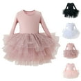 thumbnail image 1 of Cowsor Girls Sequin Long Sleeve Leotard Ballet Dress Mesh Skirt Dancewear Practice Outfit for 2-6 Years Old Training Performance, 1 of 3