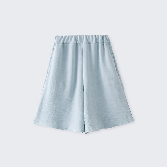 Cowsor Girls Shorts Elastic Waist Wide Leg Knee Length Shorts for Kids