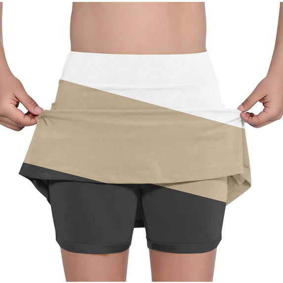 Cowsor Girls Skort Tummy Control Plus Size Skorts for Women High Waist Athletic Sports Pants Skirt Casual Shorts