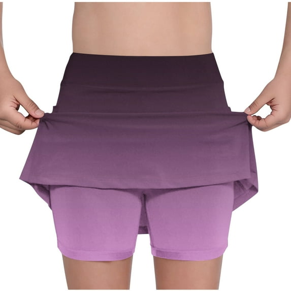 Cowsor Girls Skort Tummy Control Plus Size Skorts for Women High Waist Athletic Sports Pants Skirt Casual Shorts