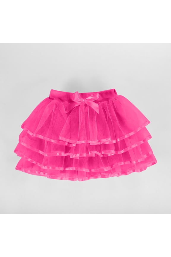 Girls' Solid Color Mesh Bow Cake Skirt - Elastic Waistband, Casual Sports Style, Flowy Fit for Playdates, Dance Class & Weekend Outings