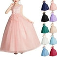 thumbnail image 1 of Cowsor Girls Solid Color Tulle Princess Dress Sleeveless Crewneck Gown for 4-14 Years Old Formal Event, 1 of 5