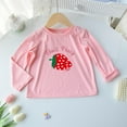 thumbnail image 1 of Cowsor Girls Strawberry Print Shirts Long Sleeve T-Shirts Letter Graphic Tees Fall Cotton Tshirts Tops, 1 of 5