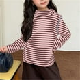 thumbnail image 1 of Cowsor Girls Striped Long Sleeve Shirts Drop Shoulder Casual Fashionable Crewneck Blouse Tee Tops, 1 of 6