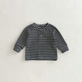 thumbnail image 1 of Cowsor Girls Striped Long Sleeve Shirts Drop Shoulder Casual Fashionable Crewneck Blouse Tee Tops, 1 of 6