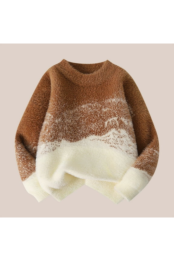 Girls' Sweaters Color Block Pullover Jumper Knit Long Sleeve Rainbow Sweaters Kids Crewneck Casual Jumper