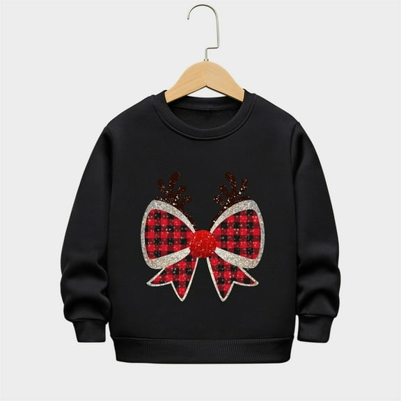 Cowsor Girls Sweatshirts Kids Cute Graphic Crewneck Pullover Tops Xmas Long Sleeve Holiday Shirts