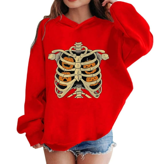 Cowsor Halloween Girls Casual Hoodies Cute Graphic Pullover Tops for Teen Girls 2025 Long Sleeve Hoodies Winter Clothes