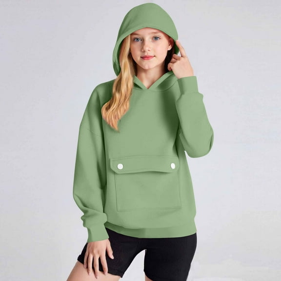 Cowsor Hoodies for Girls Cute Fleece Lined Crewneck Sweatshirts Fall Fashion Casual Y2K Pullover Tops