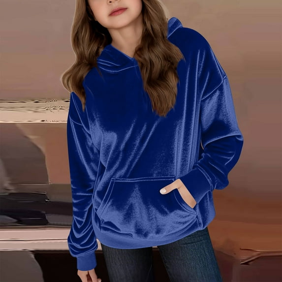Cowsor Hoodies for Teen Girls Trendy Youth Long Sleeve Velvet Cute Oversized Sweatshirts Tween Tops Winter Preppy Clothes
