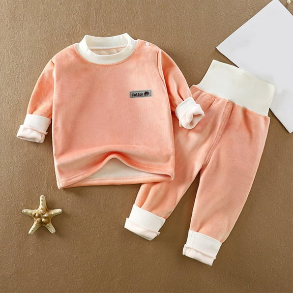 Cowsor Infant Baby Boys Girls Clothes Solid Color Long Sleeve Sweatshirt Tops Jogger Pants Set Casual Toddler Fall Winter Outfits