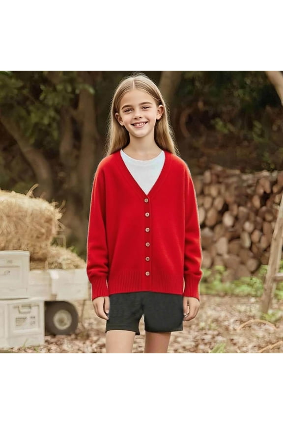 Kids Cardigan Sweater Winter Warm V Neck Cotton Knit Sweaters Fall Fashion Long Sleeve Open Front Button Down Tops