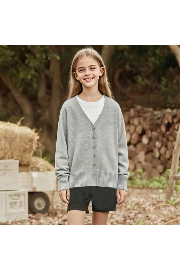 Kids Cardigan Sweater Winter Warm V Neck Cotton Knit Sweaters Fall Fashion Long Sleeve Open Front Button Down Tops