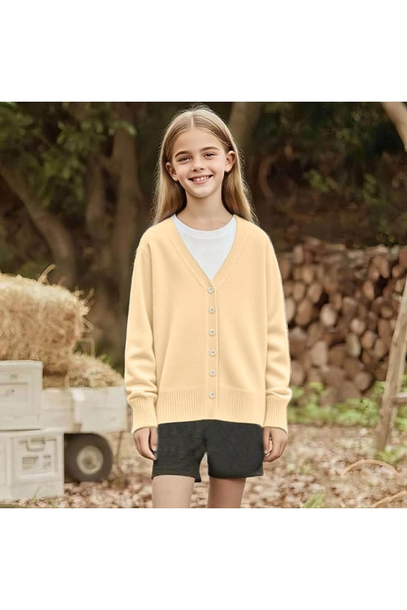 Kids Cardigan Sweater Winter Warm V Neck Cotton Knit Sweaters Fall Fashion Long Sleeve Open Front Button Down Tops