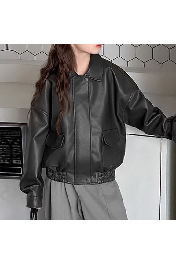 Kids Casual Leather-Look Jacket | Long Sleeve Collar with Pockets | Soft Kid-Safe Fabric | Daily Travel School Holiday Stylish Outerwear | 5-16 Years