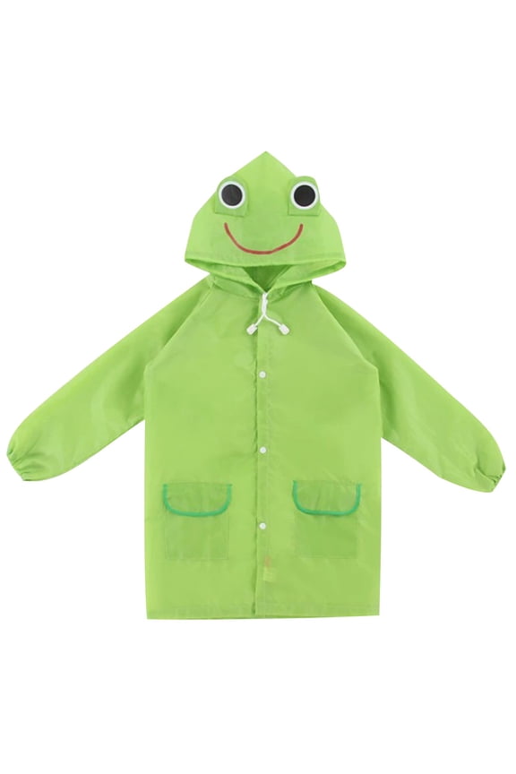 Kids Cute Animal Hooded Raincoat Waterproof Elastic Cuff Lightweight Rainwear for 3-8 Years Old Rainy Day Outings