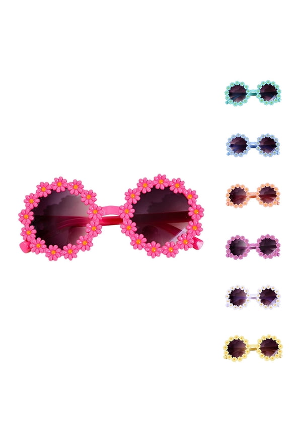 Kids Daisy Petal Frame Sunglasses UV Protection Cute Trendy Sun Glasses for 2-12 Years Old Boys Girls