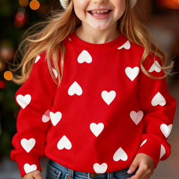 Cowsor Kids' Fleece-Lined Print Hoodie - Long Sleeve Round Neck, Loose Casual Fit, Ultra Warm Soft Fabric for Daily Playdates & School Fall Winter Wear