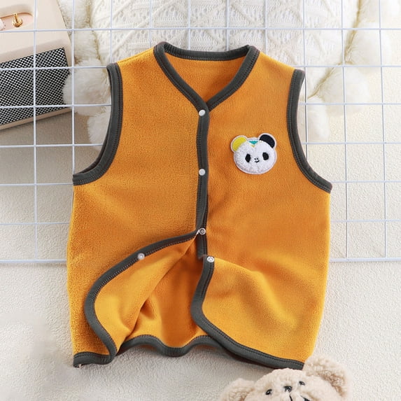 Cowsor Kids Fleece Lined Vest - Toddler Boys Girls Graphic Print Cute Clothes Button Down Sleeveless Jacket Thick Warm Outwear