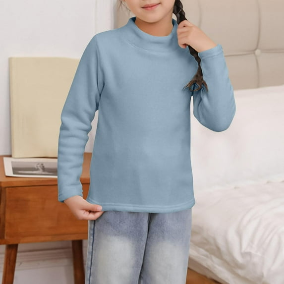 Cowsor Kids Fleece Shirts High Collar Soft Tops Unisex