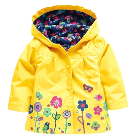 Cowsor Kids' Hooded Raincoat – Waterproof Polyester, Long Sleeve for Rainy Days