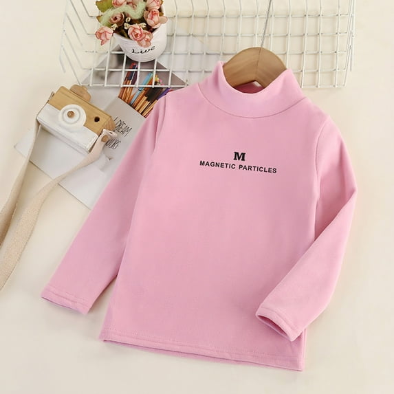 Cowsor Kids Long Sleeve Shirt Girl's Autumn and Winter Mid Collar Warm Solid Color Long Sleeved Shirt Boys Shirts
