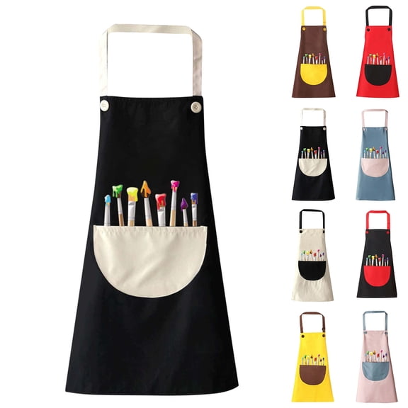 Cowsor Kids Paintbrush Printed Sleeveless Art Smock Waterproof Mess Proof Bib for 3-11 Years Old Painting Class Size L