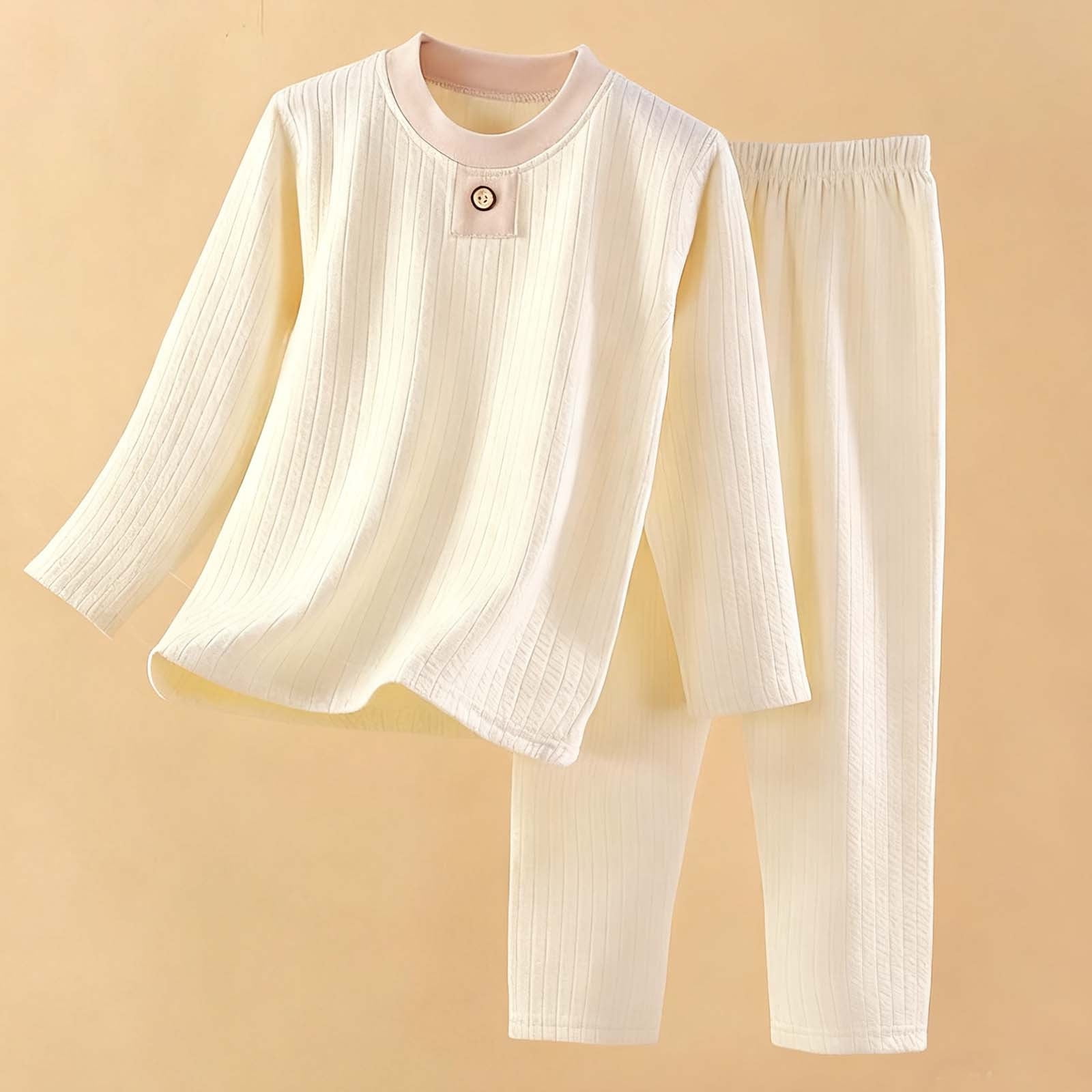 Cowsor Kids Ribbed Knit Lounge Set Long Sleeve Neck Top and Long Pants ...