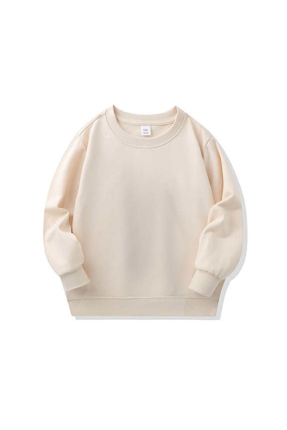 Kids' Soft Solid Color Long Sleeve Sweatshirt - Round Neck Casual Sports Fit, Durable Fabric for Active Play, School & Weekend Outings