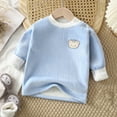 thumbnail image 1 of Cowsor Kids' Solid Color Fleece-Lined Long Sleeve Top - Round Neck Warm Pullover,Fit for Layering, Daily/School/Family Photos & Birthday Gifts, 6 Months-6 Years, 1 of 5