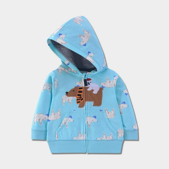 Cowsor Kids Toddler Full Zip Hoodie Sweatshirt Cute Graphic Casual Long Sleeve Outwear Jacket with Pockets for Boys Girls