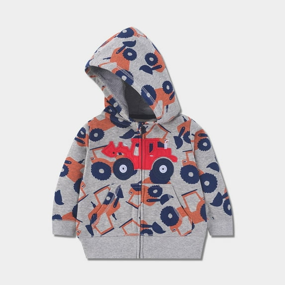 Cowsor Kids Toddler Full Zip Hoodie Sweatshirt Cute Graphic Casual Long Sleeve Outwear Jacket with Pockets for Boys Girls