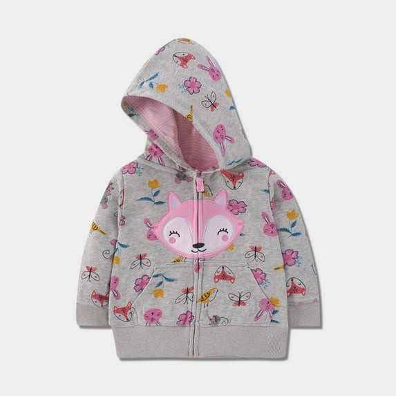 Cowsor Kids Toddler Full Zip Hoodie Sweatshirt Cute Graphic Casual Long Sleeve Outwear Jacket with Pockets for Boys Girls